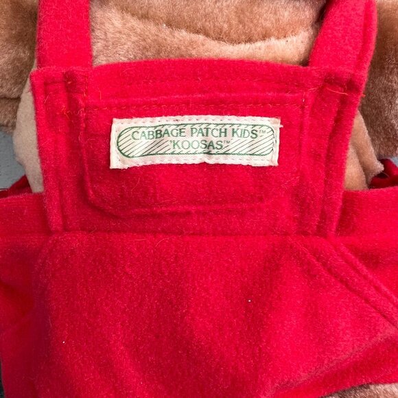 Cabbage Patch Koosas Cat Plush Doll Xavier Roberts Red Overalls Coleco Kids - Picture 3 of 7